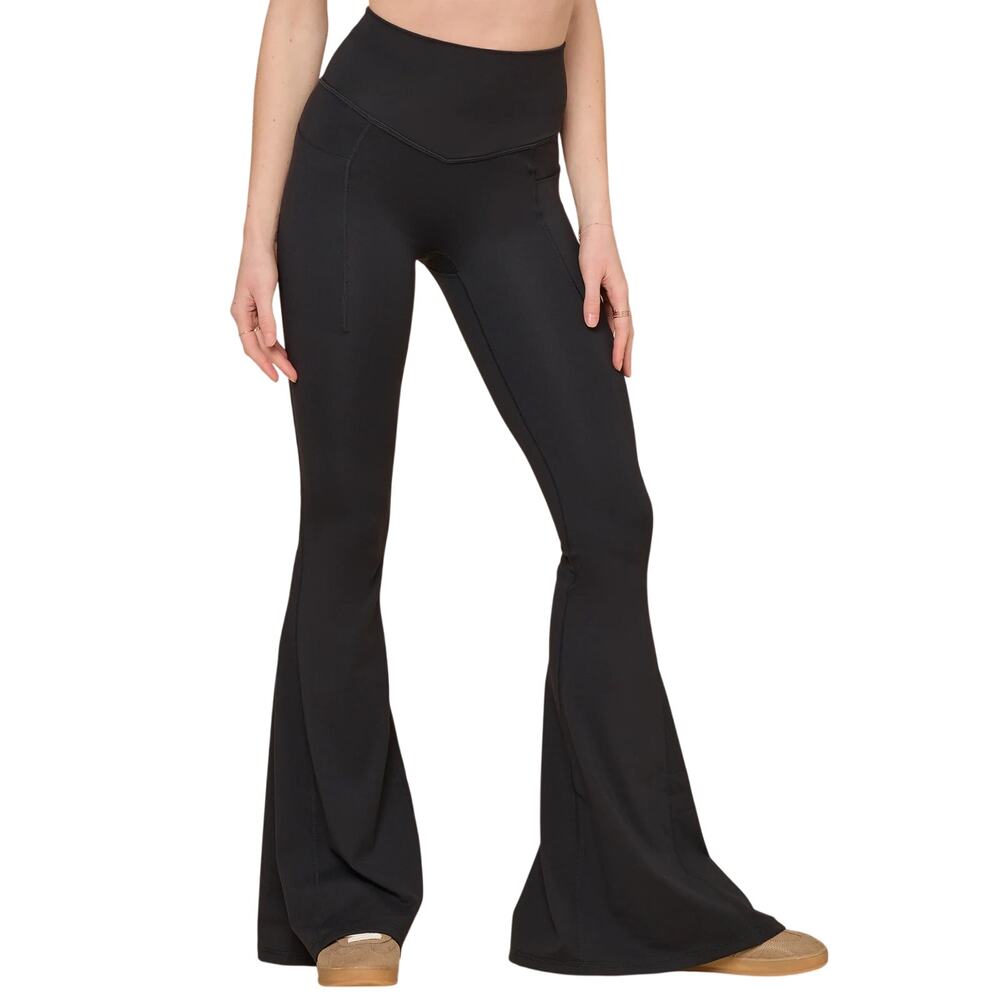 Popflex Supersculpt Flared Leggings Yoga Pants High Waisted Pockets Black XS
